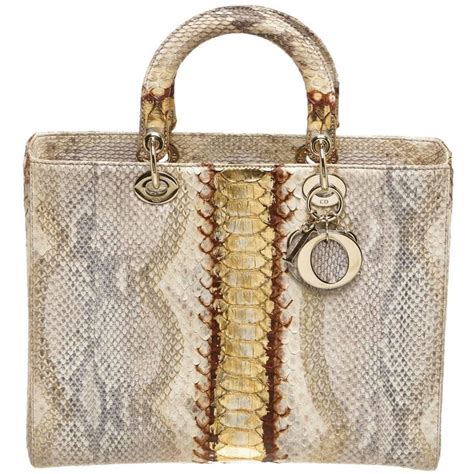 snake skin dior|CHRISTIAN DIOR Snakeskin Large Lady Dior Beige Ombre .